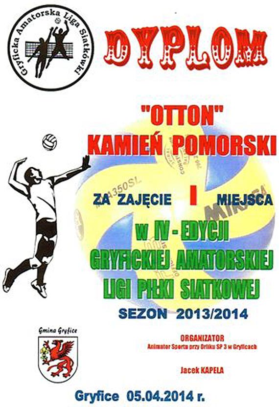 Otton mistrzem Gryfickiej Amatorskiej Ligi Siatk�wki