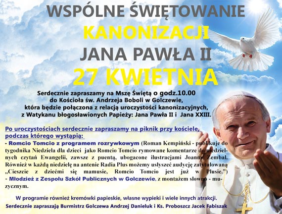 Wsp�lne �wi�towanie kanonizacji Jana Paw�a II w Golczewie 