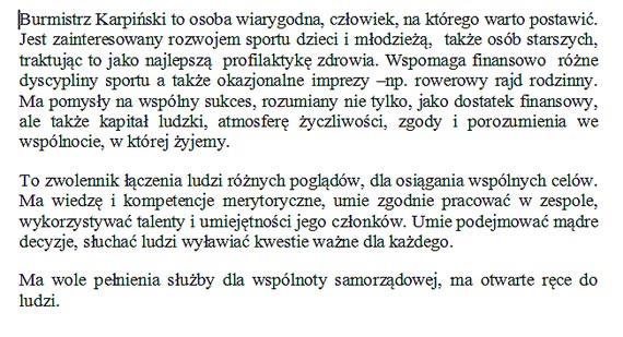 Vice prezes Polskiego Zwi�zku Karate popiera Bronis�awa Karpi�skiego!