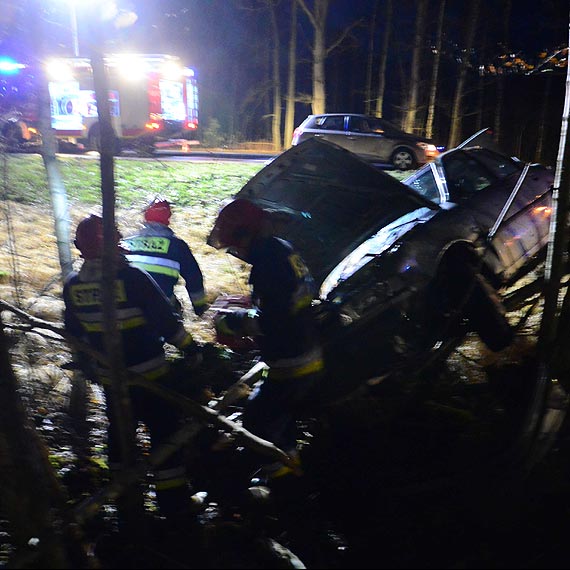 Auto przetoczyło się na pobocze