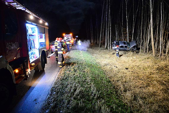 Auto przetoczyło się na pobocze