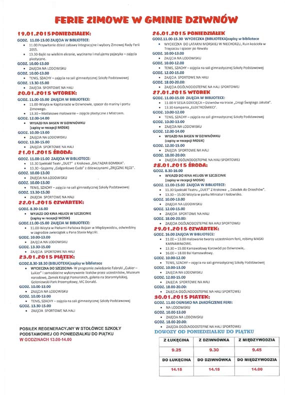 Ferie zimowe w gminie Dziwn�w
