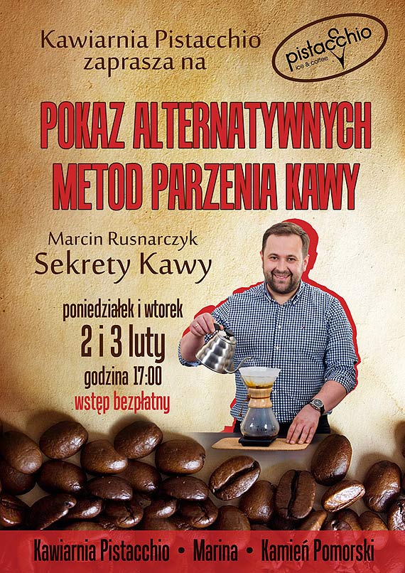 Pokaz sztuki parzenia kawy w Kamieniu Pomorskim