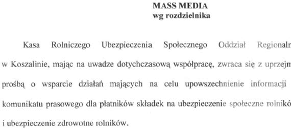 Komunikat dla p�atnik�w sk�adek w KRUS