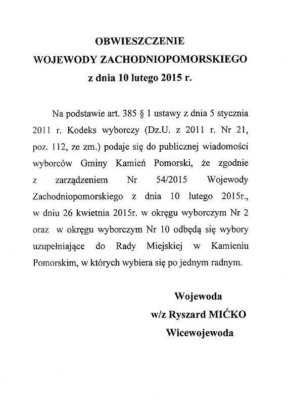 Zarz�dzenie wojewody zachodniopomorskiego