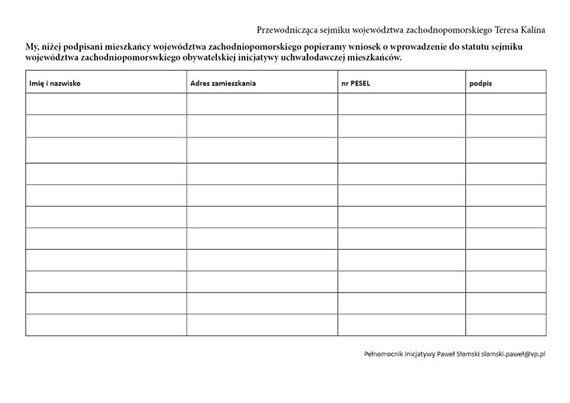 Partnerstwo i Rozw�j – Obywatelska Inicjatywa Uchwa�odawcza 