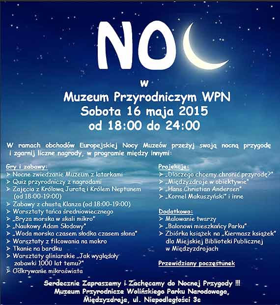 Noc w Muzeum Przyrodniczym Wolińskiego Parku Narodowego