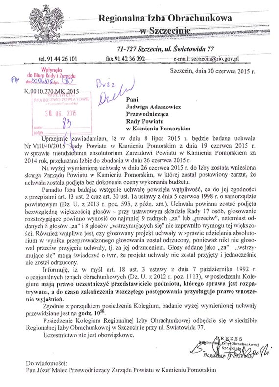 Czy b�dzie absolutorium w powiecie?