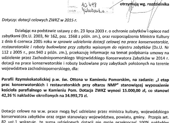 Parafia �w. Ottona otrzyma�a dofinansowanie