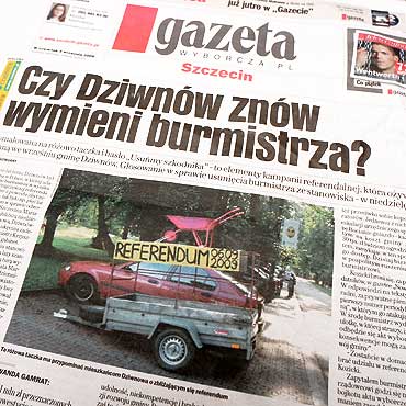 Dziwn�w: R�owa taczka ma zach�ci� mieszka�c�w do udzia�u w referendum