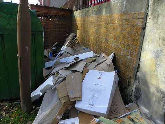 Na ulicy Szczeciskiej w Kamieniu Pomorskim odpadki „wykipiay” z pojemnikw