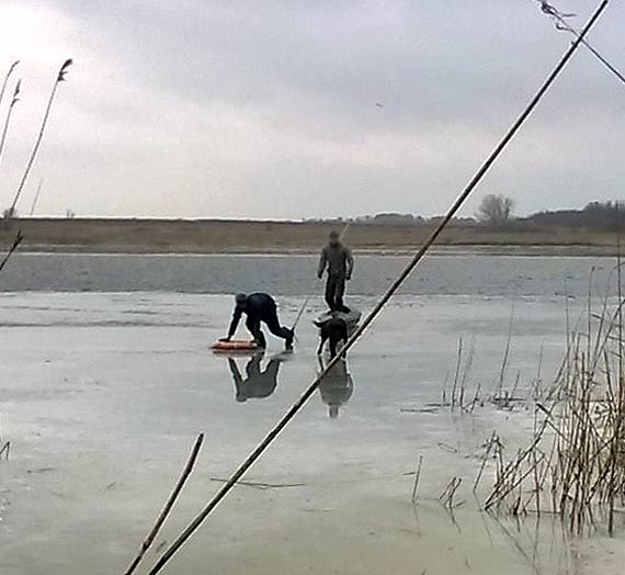 Niesamowita akcja na Zalewie Kamieńskim! Rybacy uratowali psa, który wpadł pod lód!