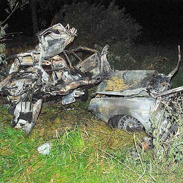 Tragiczny wypadek pod Wolinem. Ch�opak sp�on�� w aucie