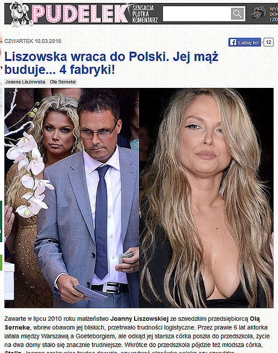 O Golczewie gono nawet na Pudelku. M znanej aktorki Joanny Liszowskiej planuje budow 4 fabryk