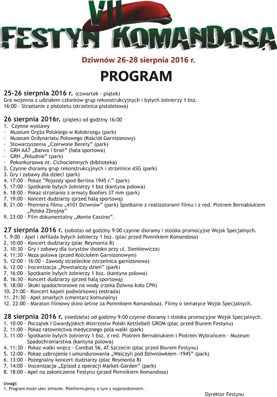 Już za dwa dni startuje VII Festyn Komandosa w Dziwnowie!