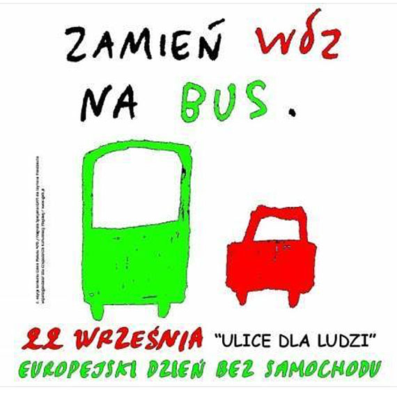 Zamień samochód na rower, lub komunikację autobusową! 22 września Europejskim Dniem Bez Samochodu
