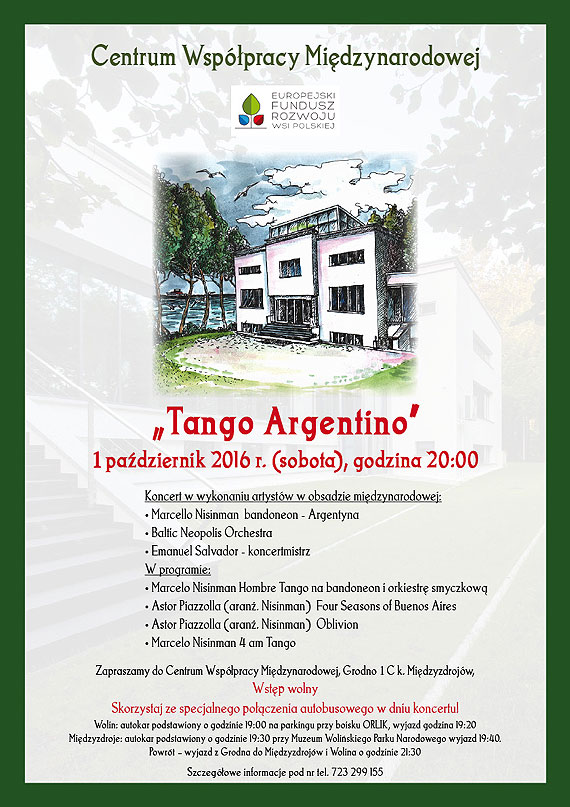 Koncert Tango Argentino w Centrum Współpracy Międzynarodowej w Grodnie k. Międzyzdrojów