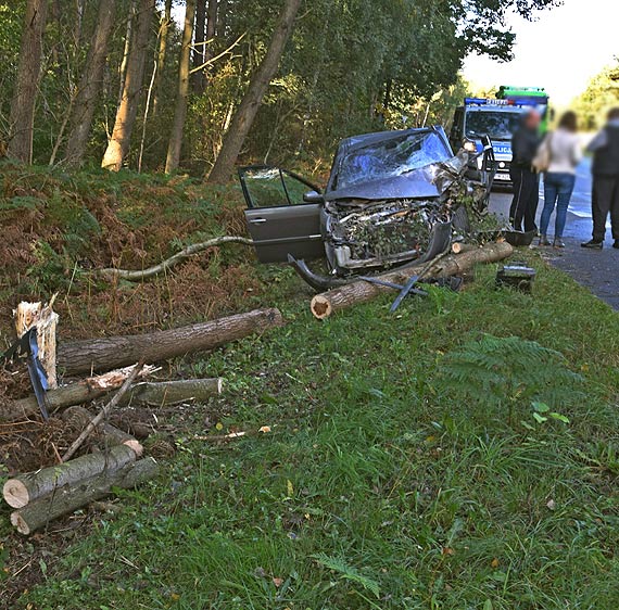 22-letni mieszkaniec Midzyzdrojw, jadcy w stron winoujcia, nagle zjecha z drogi i uderzy w drzewo