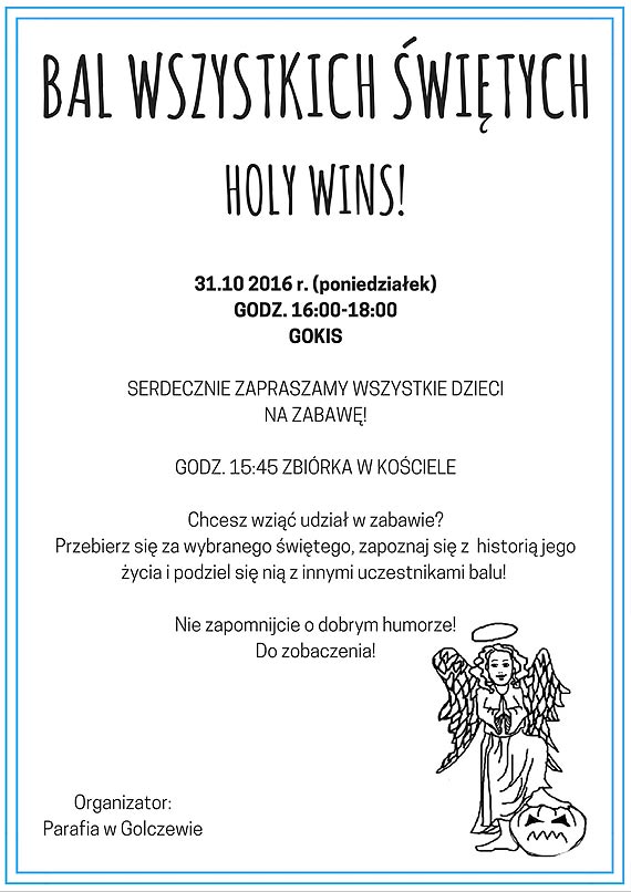 Zamiast Halloween, Bal Wszystkich witych! Koci wychodzi ze swoj propozycj na 31 padziernika 