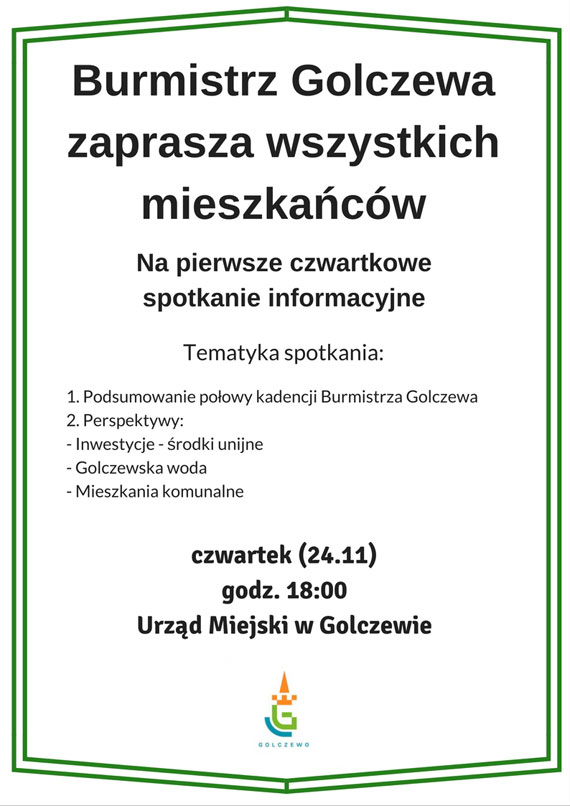 Burmistrz Golczewa zaprasza mieszkacw na spotkanie!
