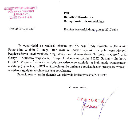 Radny Drozdowicz otrzymał odpowiedź na wnioski