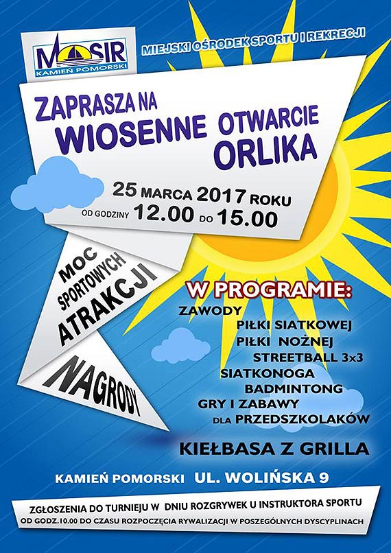 MOSiR zaprasza na wiosenne otwarcie Orlika