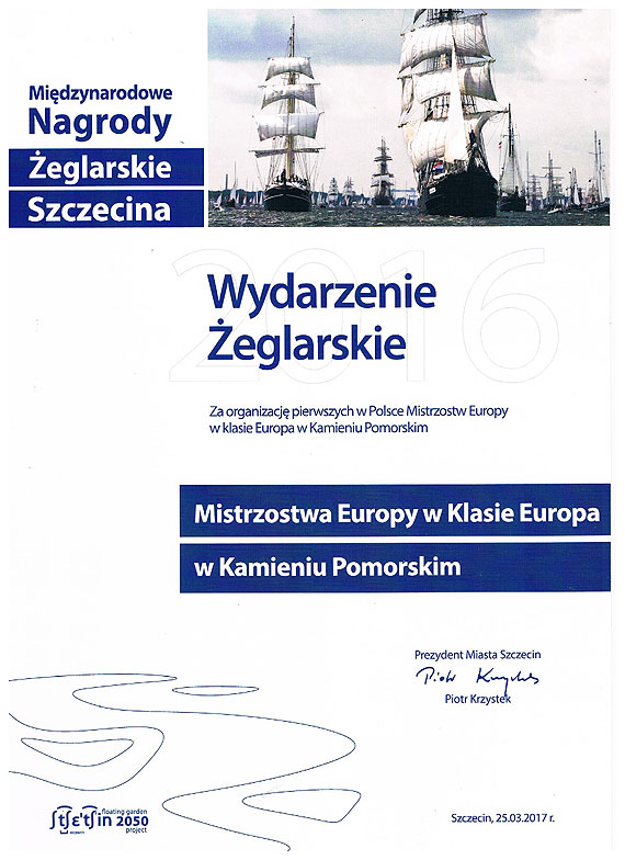 Marina Kamień Pomorski i Jacht Klub Kamień Pomorski z Międzynarodową Nagrodą Żeglarską Szczecina
