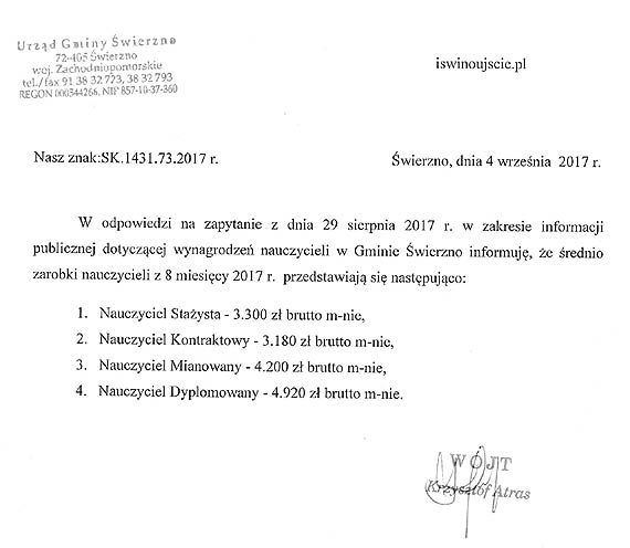 Ile zarabiaj nauczyciele w gminie wierzno? My ju wiemy!
