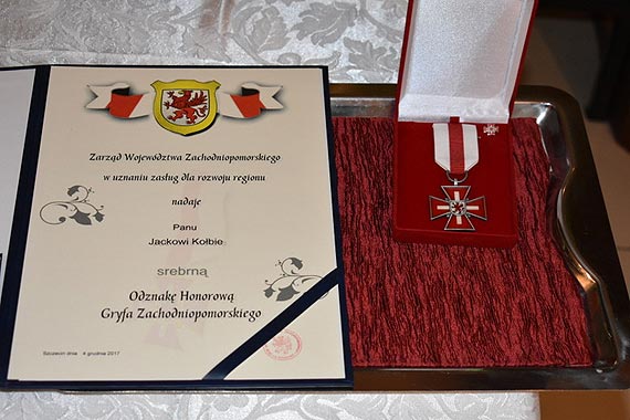 Srebrna Odznaka Gryfa Zachodniopomorskiego dla Jacka Koby