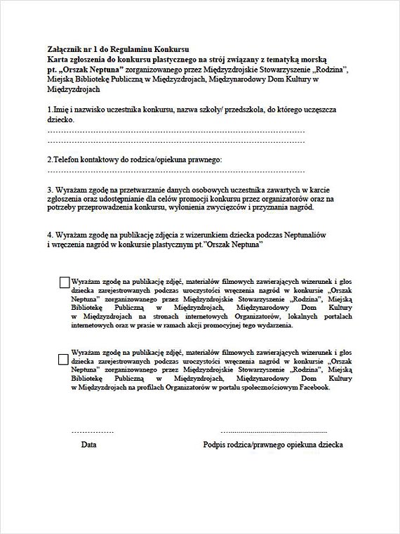 Docz do Orszaku Neptuna – konkurs dla dzieci