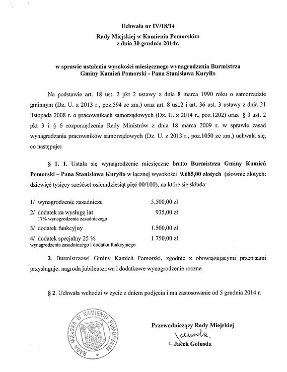 Radni przeciwko rzdowym obnikom pensji dla burmistrza!