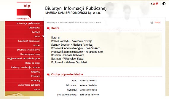 eglarz Stodulski zatrudniony na Marinie jako prokurent 