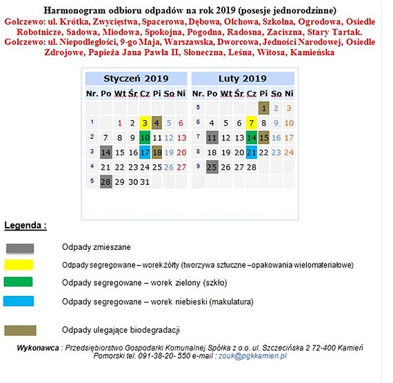 Nowe harmonogramy odbioru odpadw komunalnych