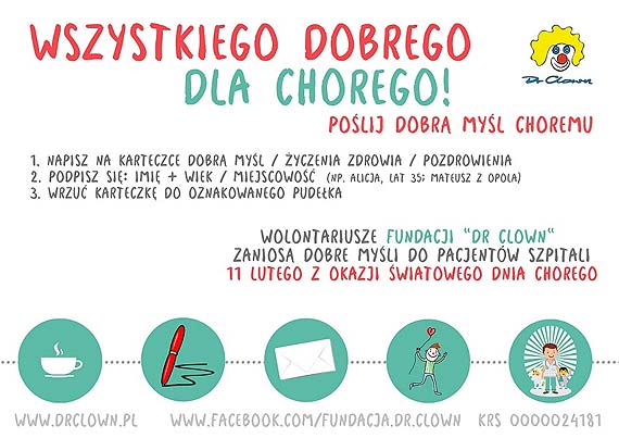 Wszystkiego dobrego dla chorego! Napisz list do chorych – zach�ca Fundacja „Dr Clown” na Pomorzu i w blisko 30 miastach