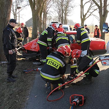 Tragedia pod Trzebieszewem. Zgin�� po uderzeniu w drzewo