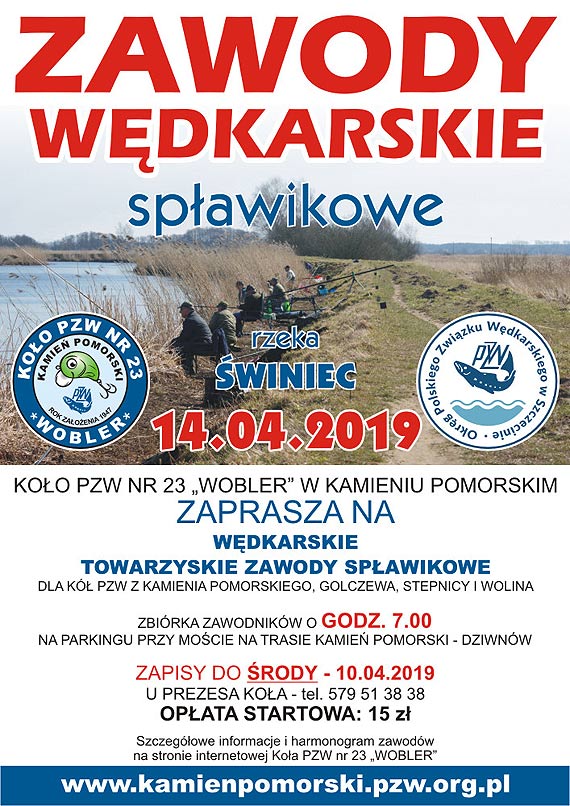 Zapraszamy na Towarzyskie Zawody Spawikowe na rzece winiec dnia 14 kwietnia 2019 r.