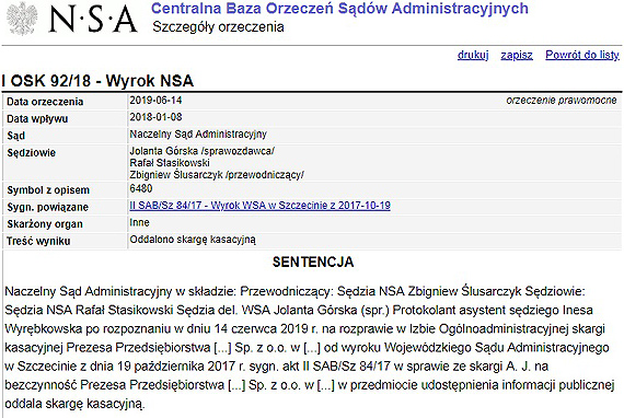Prezes PGK musi ujawni ile paci na lokalne media! Jest fina sprawy sdowej!