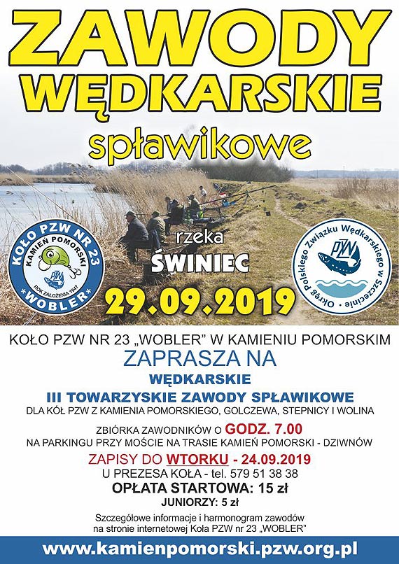 Zapraszamy 29 wrzenia 2019r. na Towarzyskie Zawody Spawikowe na rzece winiec