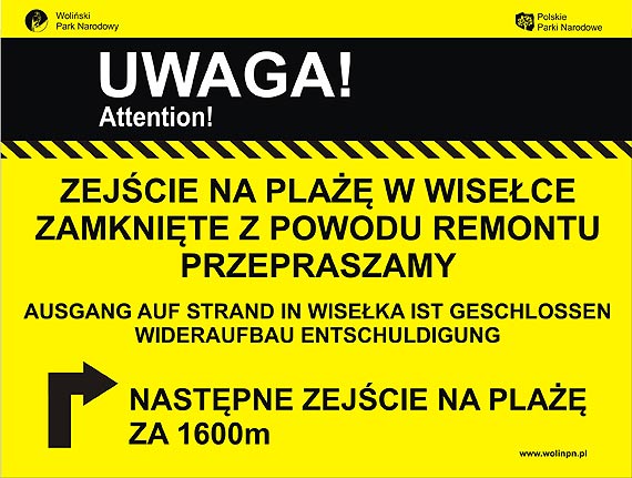 Zejcie na pla w Wisece bdzie tymczasowo zamknite