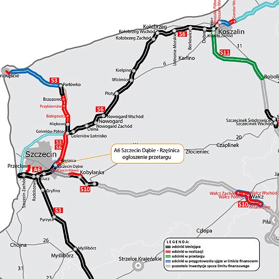 Pierwszy przetarg na doko�czenie rob�t na odc. A6 Szczecin D�bie – Rz�nica