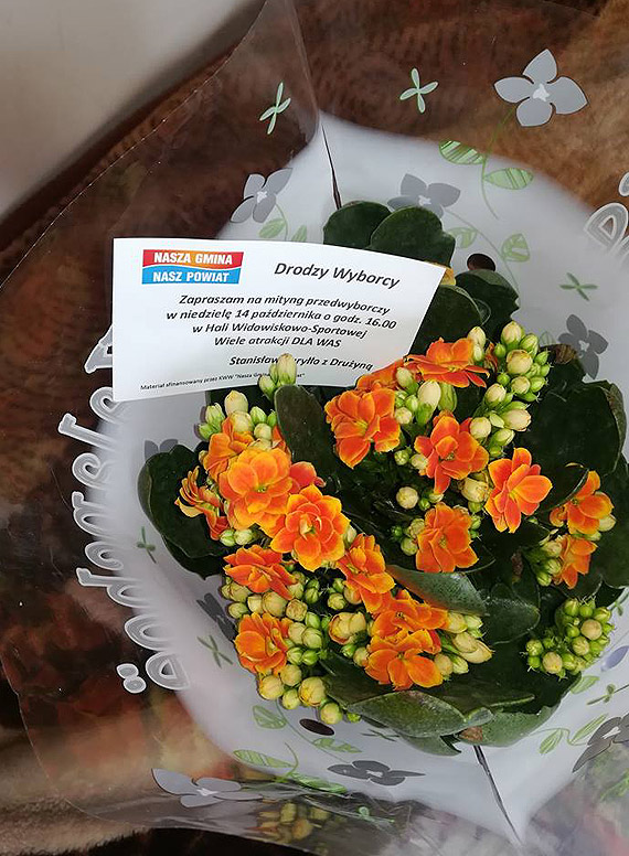 Rozdawali kwiaty, których nie zakupili jako Komitet Wyborczy. Komisarz Wyborczy złożył zawiadomienie!