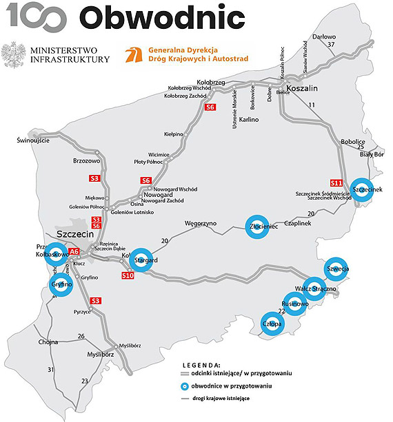 Dziewi�� zachodniopomorskich obwodnic w krajowym programie „100 obwodnic”