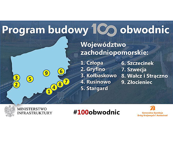 Dziewi�� zachodniopomorskich obwodnic w krajowym programie „100 obwodnic”