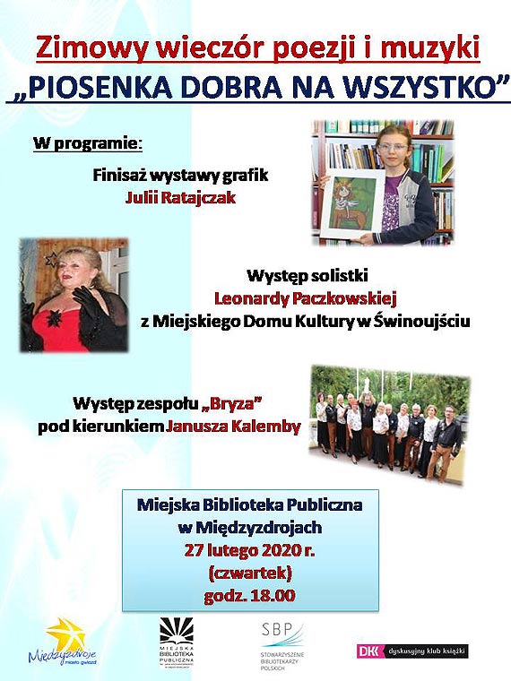 „Piosenka dobra na wszystko” –  zimowy wieczr poezji i muzyki w bibliotece