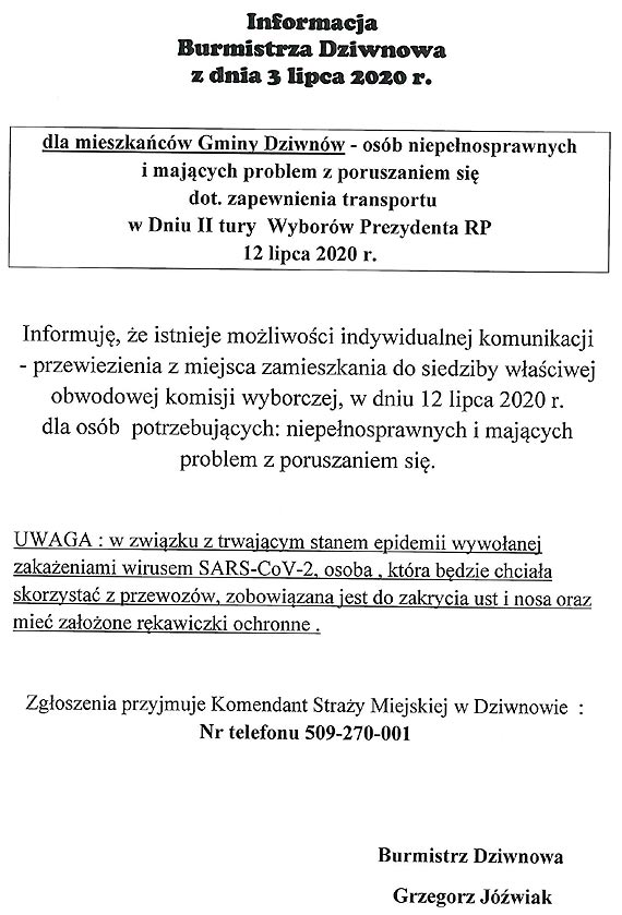 Wybory Prezydenckie 2020 - Dowz osb niepenosprawnych