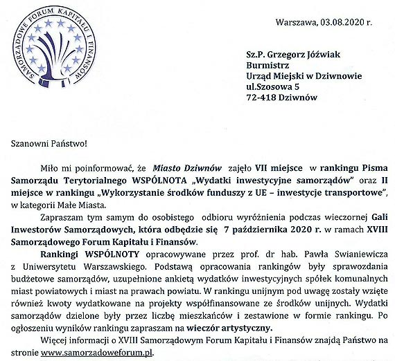 Dziwnw na podium w rankingu „Wsplnoty”