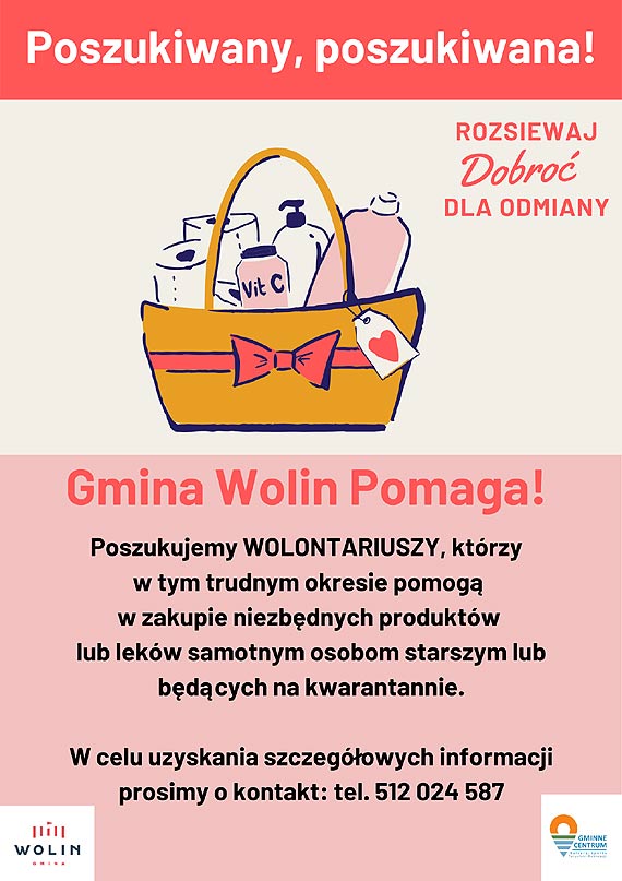 Gmina Wolin pomaga! Poszukujemy Wolontariuszy!