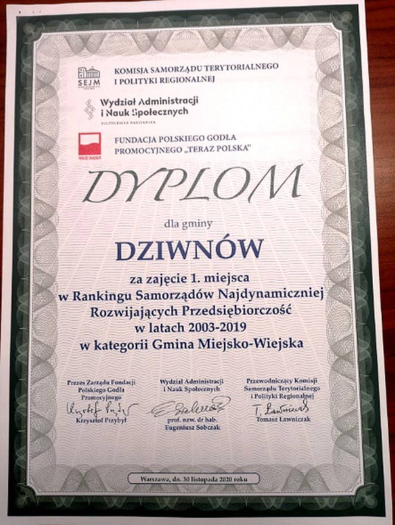 Gmina Dziwnów liderką rankingu przedsiębiorczości