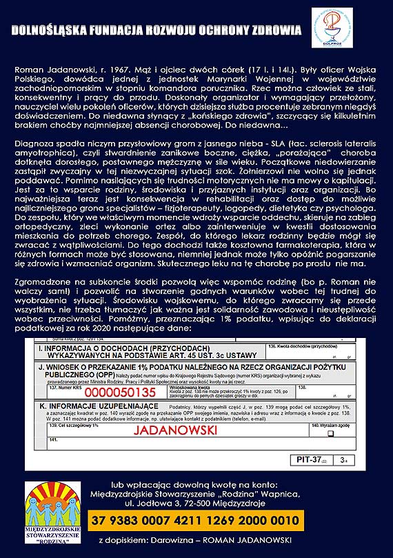Pomóżmy Romanowi Jadanowskiemu stoczyć walkę z chorobą