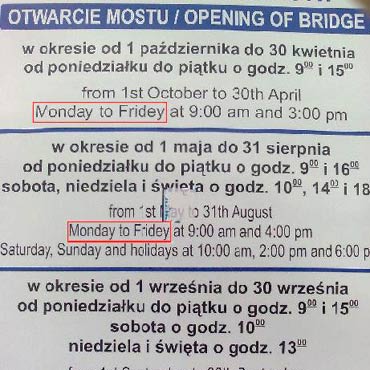 Wolin: B��d na tablicy informacyjnej przed mostem